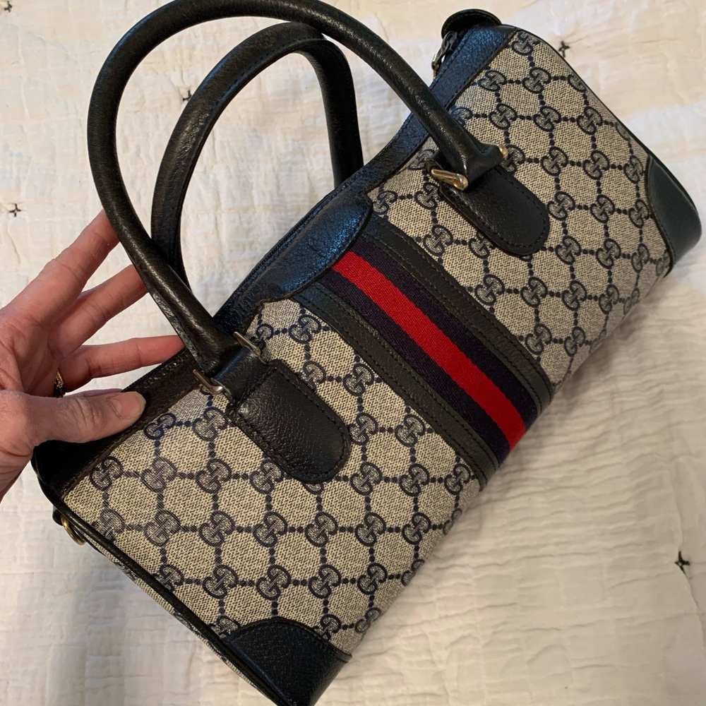 Vintage Navy Gucci Boston Bag Ophidia Style